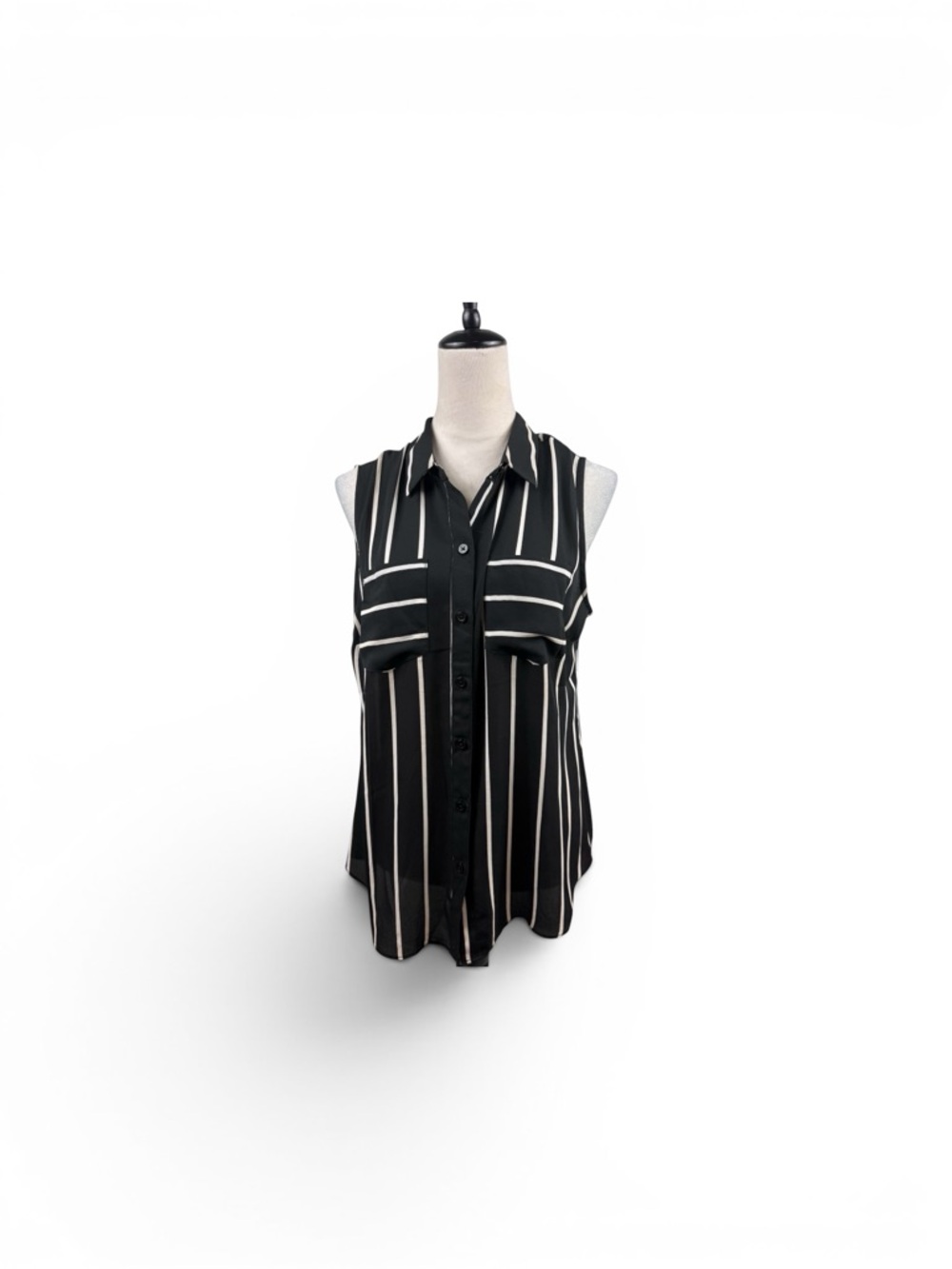 White House Black Market Black & White Striped Sleeveless top size 12